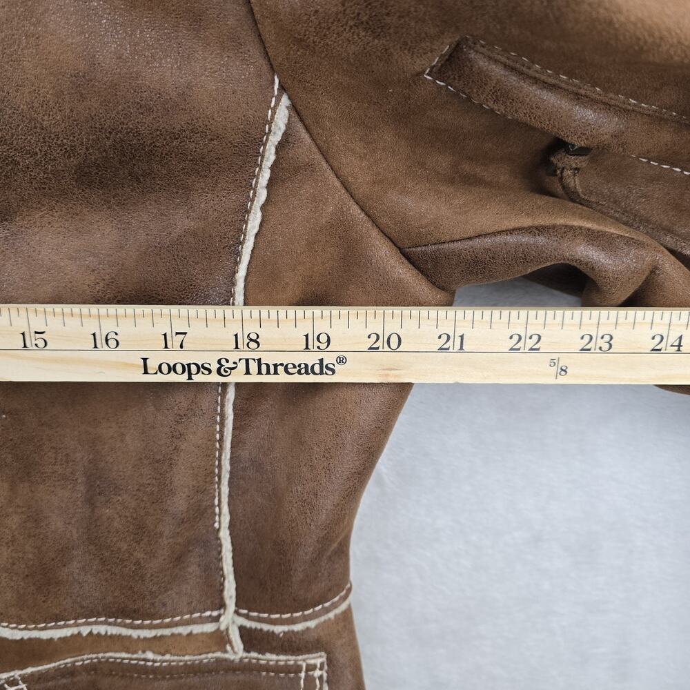 Vintage Guess Jacket Womens Large Faux Suede Sherpa Leather Patchwork Rare - Picture 10 of 11